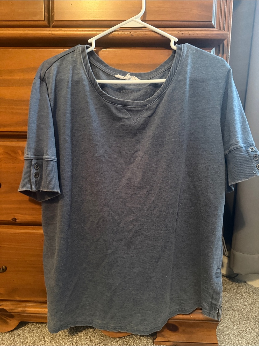 Jane and Delancey Washed Blue Short Sleeve Top